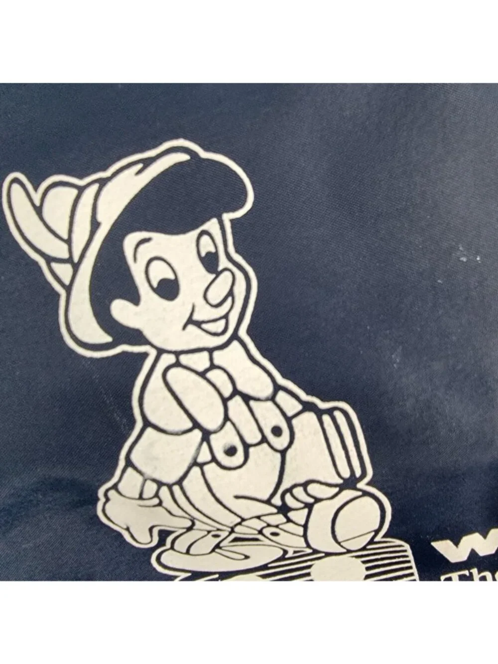 Vintage 80s Disney Backpack Vinyl Pinocchio Bag Blue White Medium Women Child